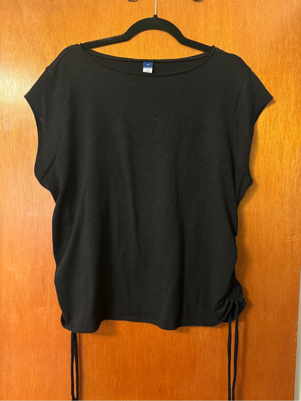 Old Navy Black Short-Sleeve Side-Tie Tee